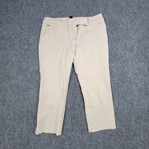 White House Black Market Pants Women 12 Beige Cropped Straight Leg Twill Stretch